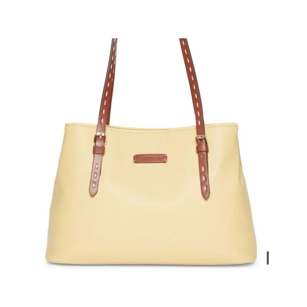 St. John’s Bay Pale Yellow Brown Westport Satchel Tote